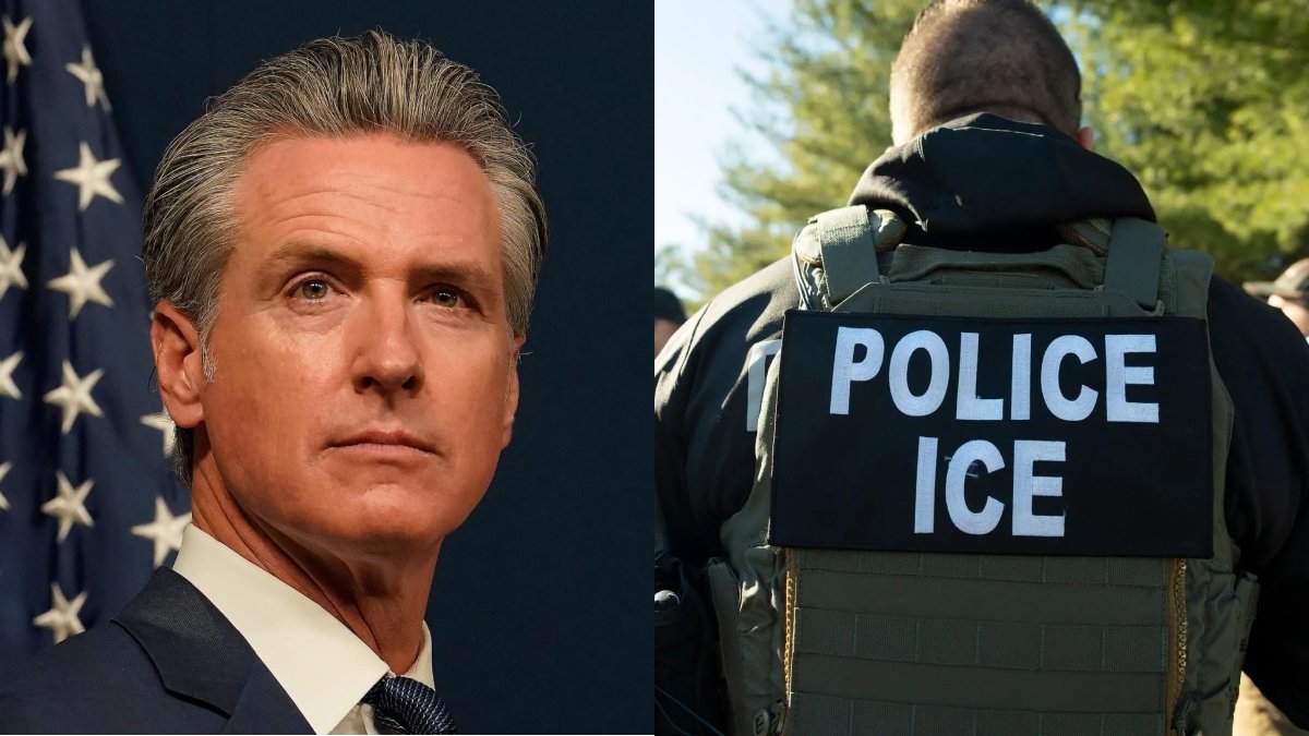 factpostnews's tweet photo. Leaked text messages reveal last year’s DHS raid of Gov. Newsom’s press conference on Prop 50 was “political” and “a stunt” to target and intimidate him. https://t.co/f8ruw5nMBE