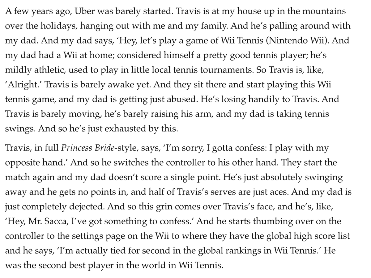 IanVanagas's tweet photo. Reminds me of the Travis Kalanick Wii Tennis story: https://t.co/z1ZisWT3QK