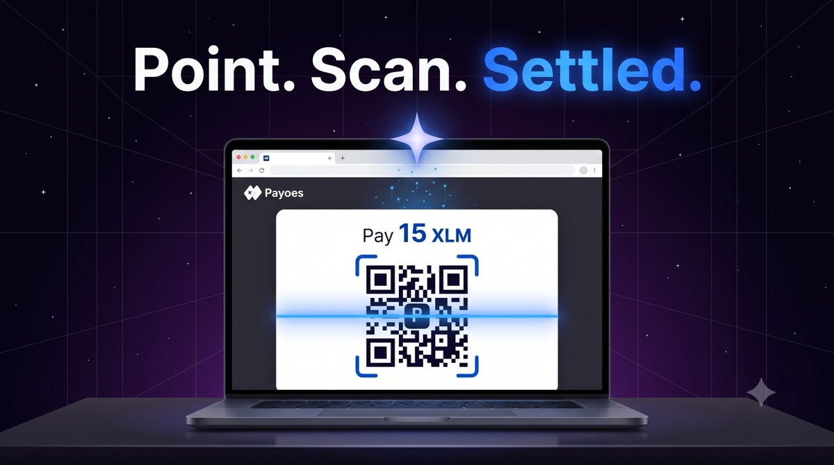 payoesofficial's tweet photo. Point. Scan. Settled.

Payoes generates crypto QR codes for XLM &amp; USDC — right in the browser. Show it on your screen at checkout, customer scans with their wallet, funds land in seconds.

Web-based. No app installs on your side.

#Stellar #XLM #Payoes https://t.co/IwiWSlxX2v