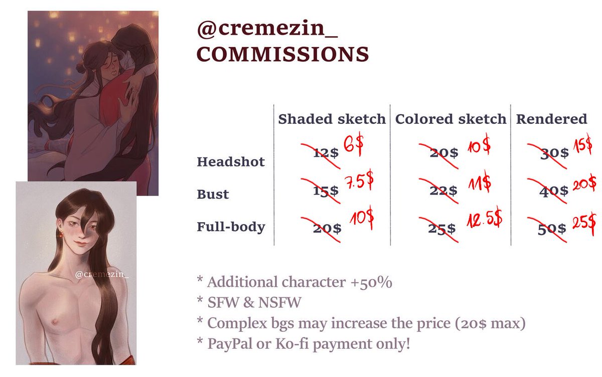 cremezin_'s tweet photo. OPENING EMERGENCY C0MMISSIONS 50% OFF !!!

There's some medical issues going on in my family and I am currently jobless 😭 https://t.co/jckPT5rKdZ