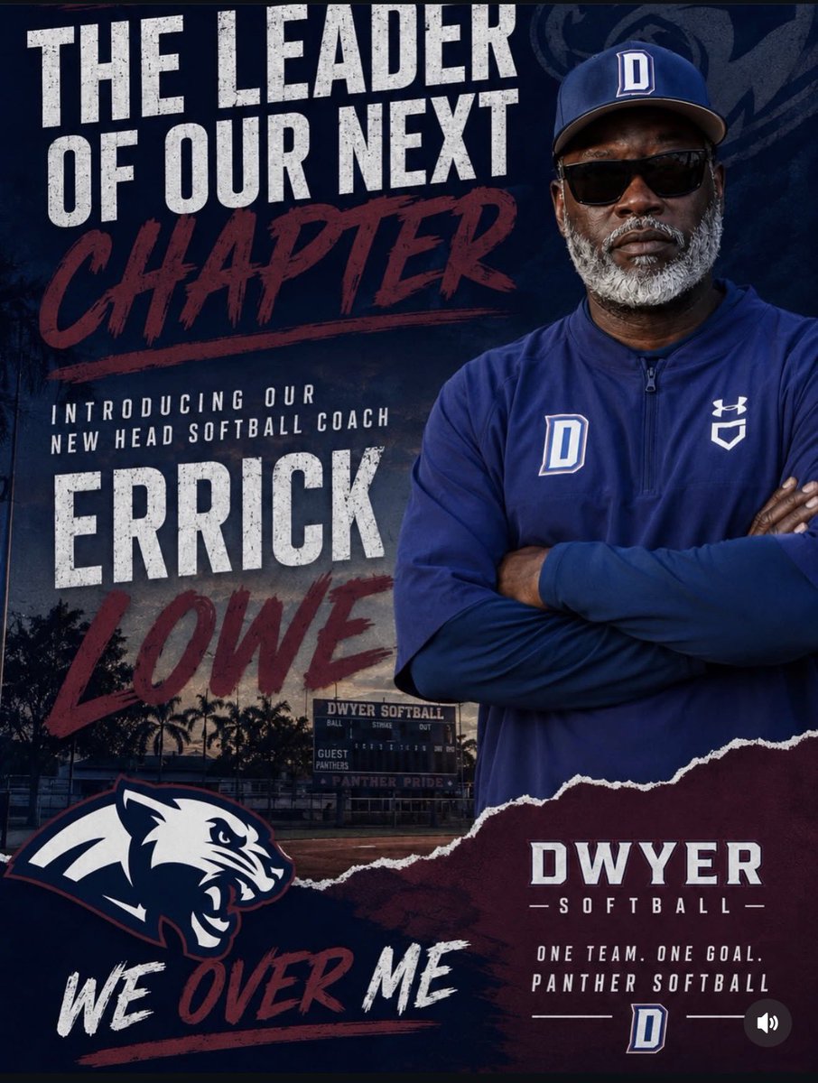 DwyerSoftball's tweet photo. We are so excited to have @CoachLowe888 as our new Head Coach! We know Dwyer will never miss a beat! https://t.co/qzJHjy7658