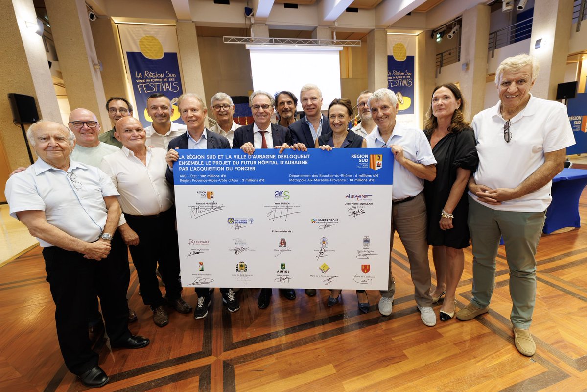 RenaudMuselier's tweet photo. Le projet du nouvel hôpital d’Aubagne de 28.000 m² est enfin débloqué !

Avec 1.5 million d'€ supplémentaires apportés par la Région Sud, le projet est officiellement acté, avec les maires du territoire et l’@ARSPaca.

Une grande victoire pour notre santé et pour le territoire ! https://t.co/og5PGJOyCx
