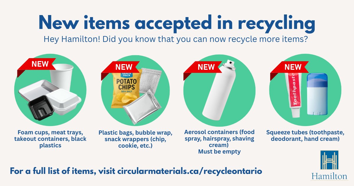 cityofhamilton's tweet photo. With Hamilton’s Blue Box program now managed by Circular Materials, some items that were previously accepted may have changed.

When in doubt, check before you recycle. Learn more at: https://t.co/eBKkVAypOc https://t.co/yRonaSI0Tw