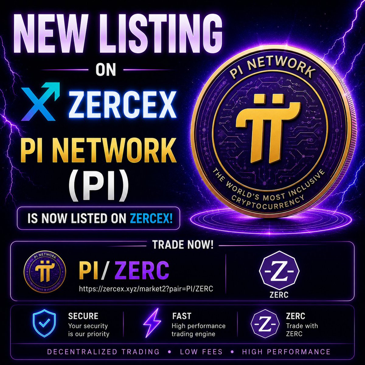 ZercexOff's tweet photo. 🚀 New Listing on ZerCEX!

@PiCoreTeam - PI Network (PI) is now available on ZerCEX with the PI/ZERC trading pair. LINK IN BIO

Start trading today and join the growing ZERC ecosystem!

#PiNetwork #PI #ZERC #ZerCEX #Crypto #Listing