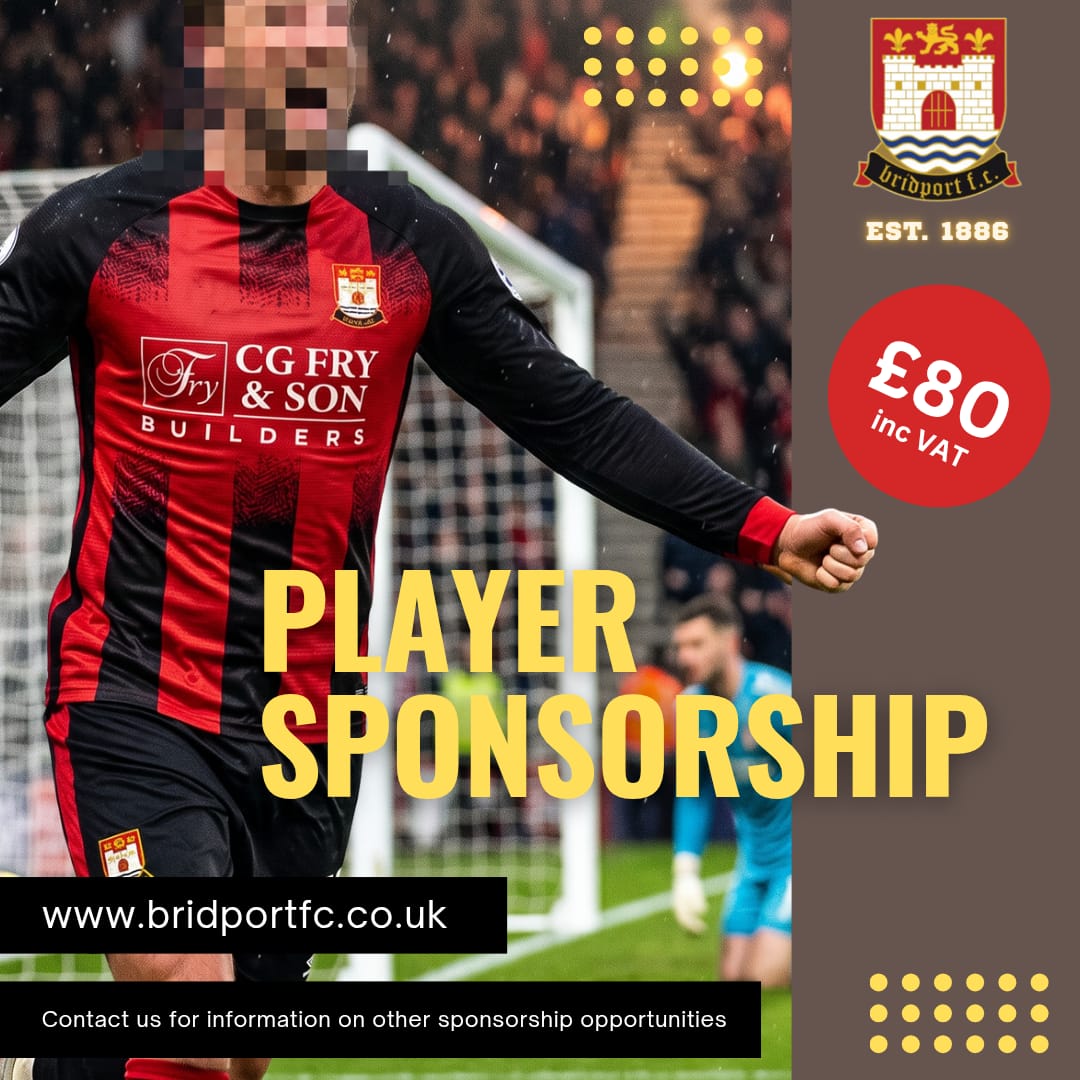 Bridportfc's tweet photo. Individual Player Sponsorship Opportunities are still available on our website.

There are individual sponsorship opportunities available for our 1st team players.

Use the website to search for players and select the option to sponsor a player. A request is sent to the team, and if the player is still available for sponsorship, we will contact you to confirm arrangements.

Alternatively, contact Adam Herring to arrange: 07881 016222.

Your name or logo will appear on Player of the Match announcements and the website for this coming season.