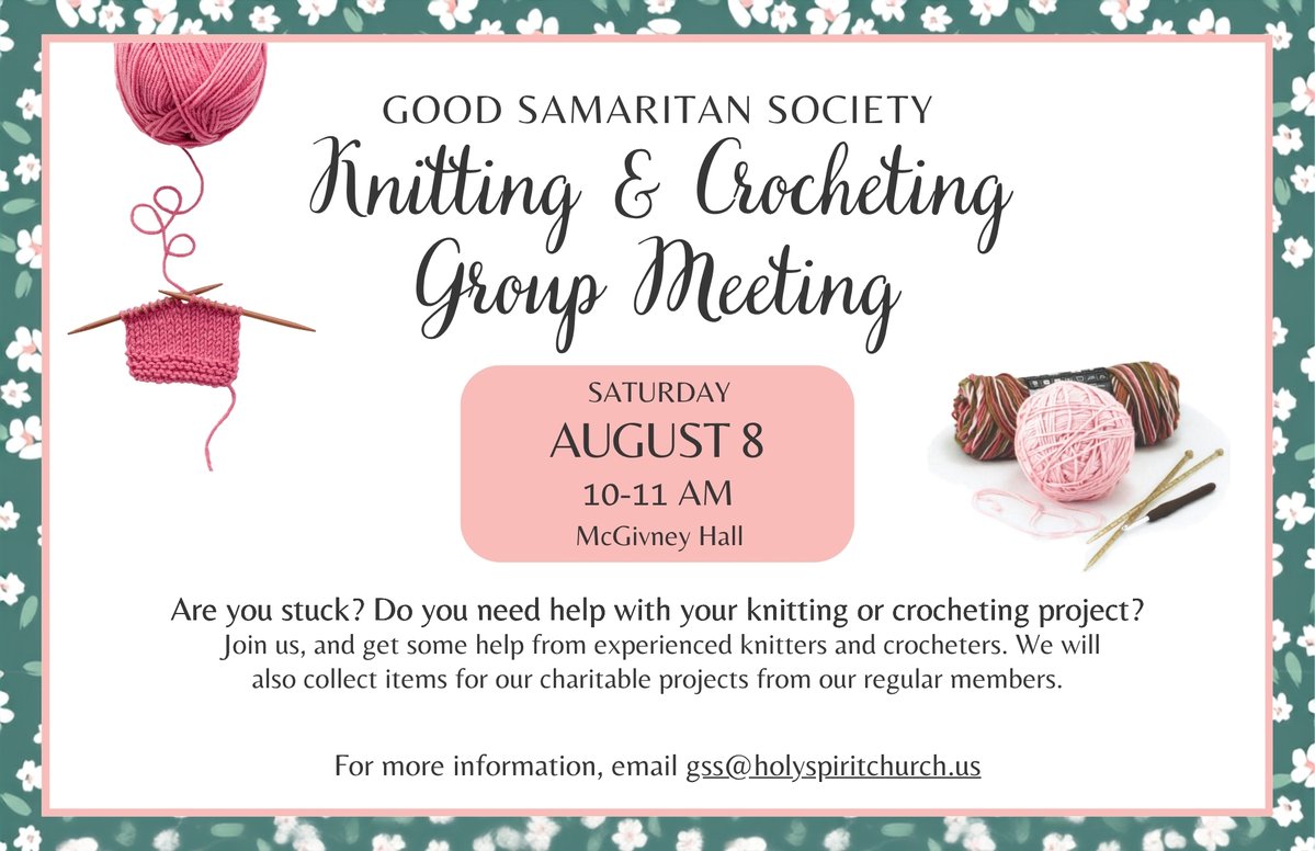 hs_annandale's tweet photo. Do you need help with your knitting or crocheting project? Join us this Saturday at 10AM in McGivney Hall to get some help from experienced knitters and crocheters.

At this meeting, we will also collect items for our charitable projects from our regular members. https://t.co/5NsARutE2m