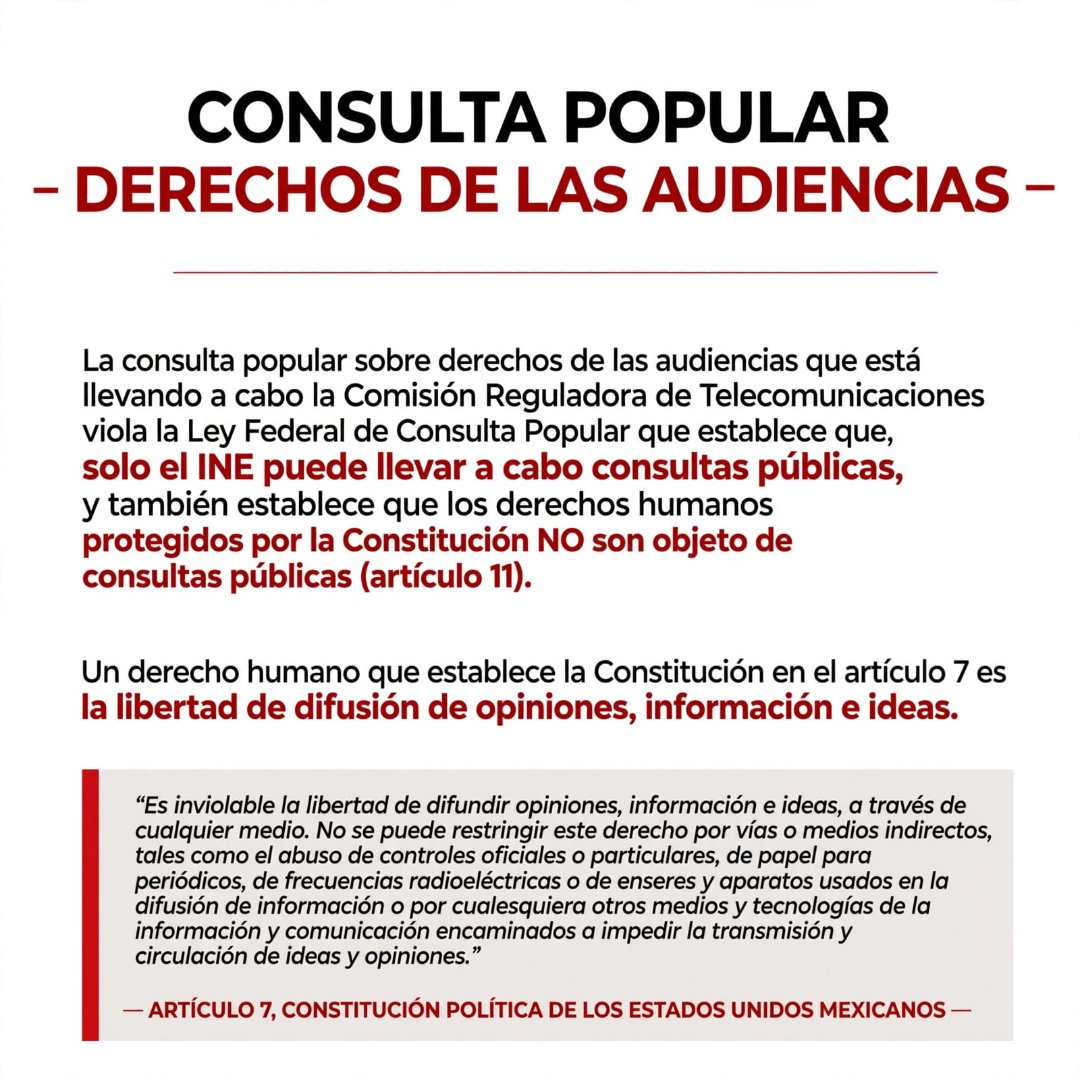 rossanafiorella's tweet photo. morena quiere esconder la censura detrás de una consulta popular que viola la Ley Federal de Consulta Popular. 
1. Solo el @INEMexico puede llevar a cabo #ConsultasPopulares. 
2. No se pueden llevar a cabo consultas populares sobre los derechos humanos. https://t.co/teM0UnluRX