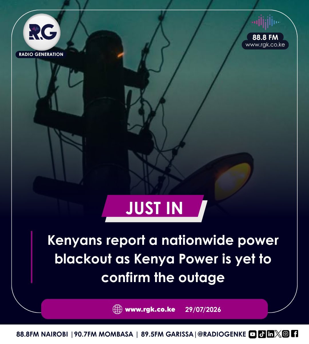 SebastianMwanza's tweet photo. Nationwide power #blackout reported. Monkey, again? #KenyaPower #KPLC https://t.co/C17Ka9tKWD