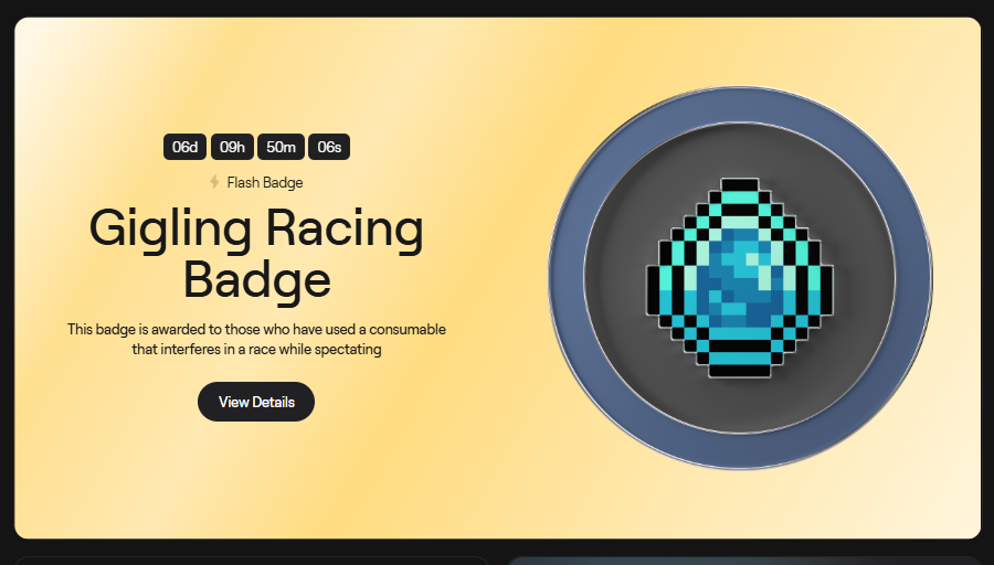 0xNick0673's tweet photo. Flash Badge "Gigling Racing" – Almost Zero Cost!

For those of you diligently optimizing your @AbstractChain  profile:

 - Task: Buy and use one item in the Gigaverse.

 - Fee: < $0.5.

- Meaning: Affirm your status as an active user in the ecosystem.

Add a quality badge to your collection now!