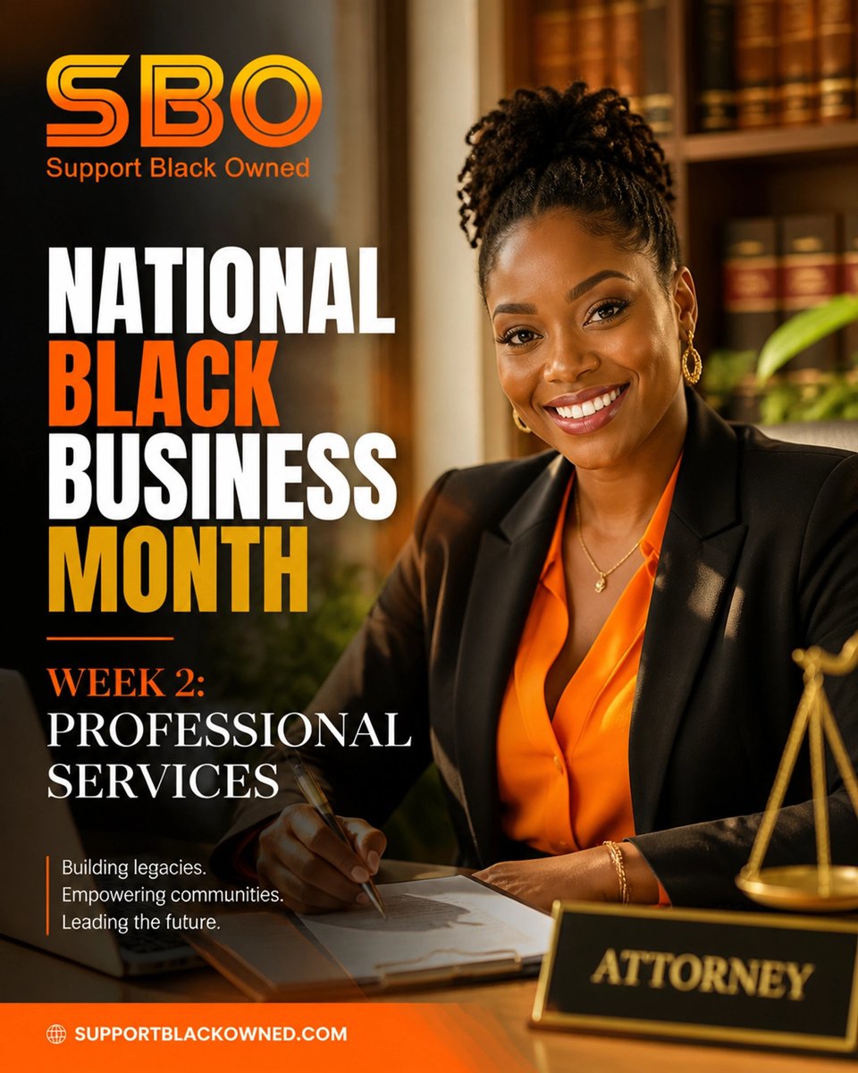 SupportBlackOwn's tweet photo. 💼 Need a pro you can trust?
It's Week 2 of National Black Business Month! We're spotlighting the lawyers and accountants building our legacy. 
To find out more visit https://t.co/5DYLRlPGvF
#BlackBusinessMonth #SBO #ShopBlack https://t.co/JSIOZaN8Nt