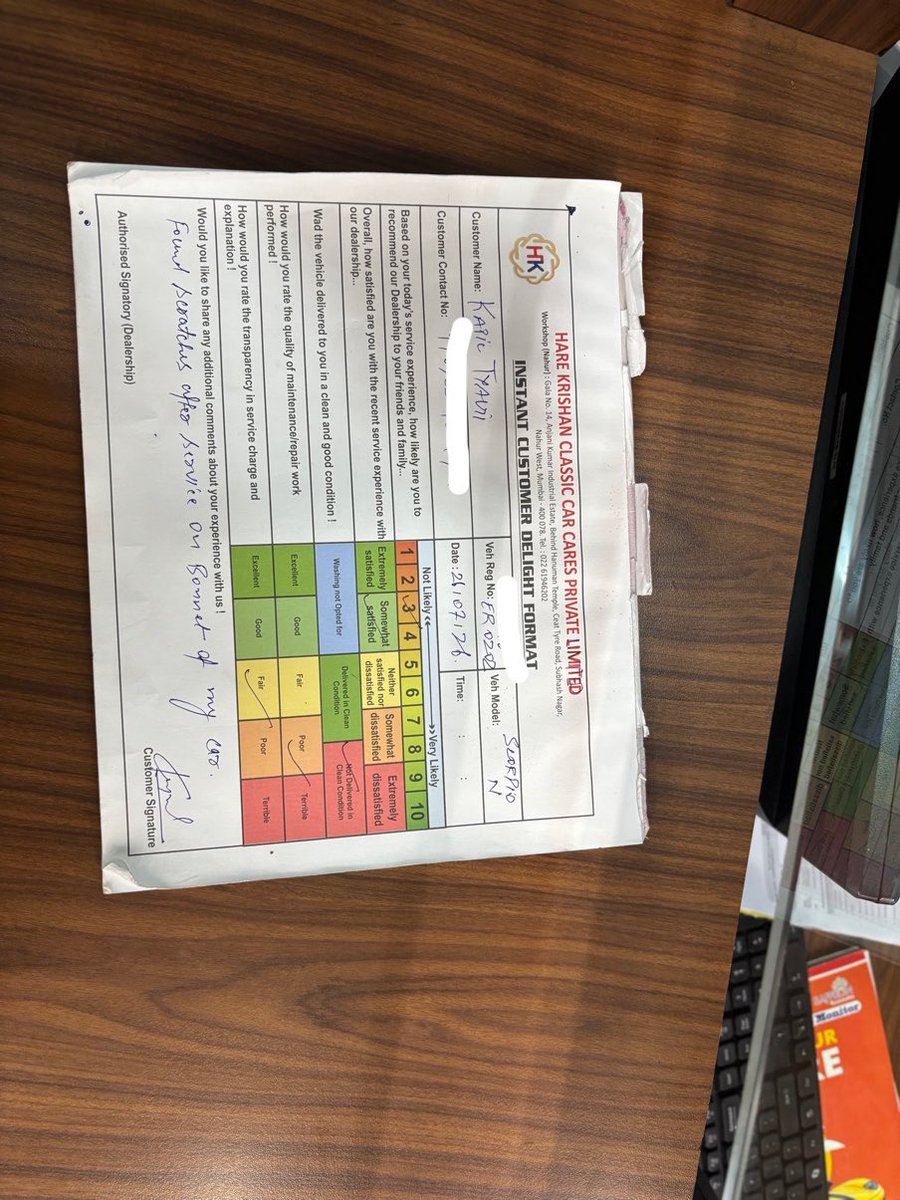 kapilktyagi's tweet photo. Feedback form I submitted at the service centre desk https://t.co/fLWebeUkc6