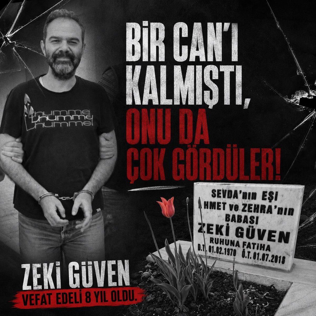 MyTeacherr06's tweet photo. Zeki Güven'in hikâyesi, sadece bir ölüm değil; cevap bekleyen soruların hikâyesidir.

Gözaltına sağlıklı girdi, 1 Temmuz 2018'de cezaevi hücresinde hayatını kaybetti. Resmî kayıtlara "kalp krizi" yazıldı, dosya KAPATILDI!

⁉️#TenkildeOnYıl⁉️ https://t.co/hEPhsOzPE1