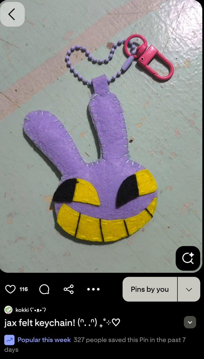 kokkibear's tweet photo. oh my gosshhhh thanks to everyone who liked and saved the jax felt keychain i made!! https://t.co/0jImH8QZfJ