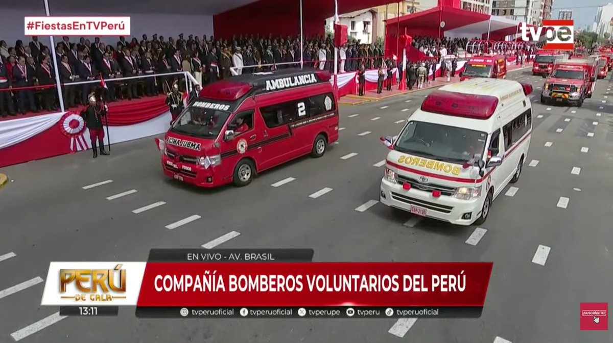 Aderly's tweet photo. 🚨 #AHORA | La compañía de bomberos voluntarios del Perú presente en la Parada Militar. ¡Honor y gloria a los bomberos del Perú! https://t.co/Bvxqnyxvnv