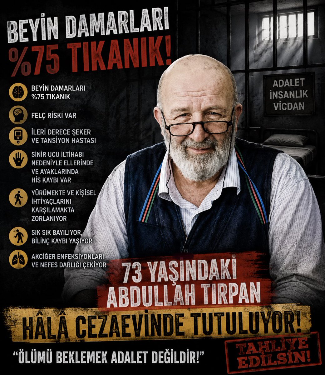 odakdunyam's tweet photo. Tenkil, 73 yaşındaki ağır hasta esnaf Abdullah Tırpan’ı yardımseverliği nedeniyle hapsetmek demek.

@eacarerX

#TenkildeOnYıl https://t.co/fKpwzRqq9V