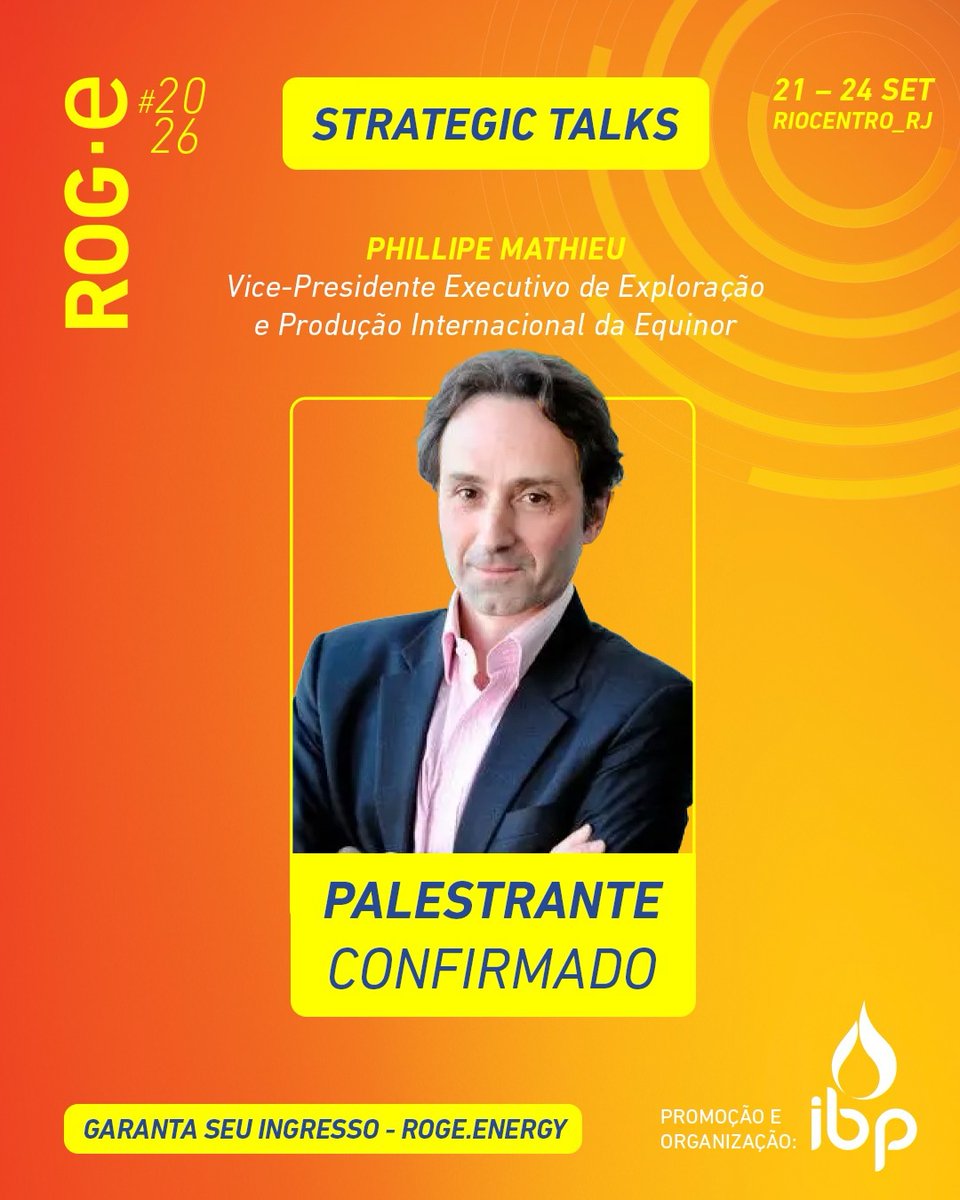 ibp_br's tweet photo. #ROGe2026, participe das conversas que moldam o futuro da energia. Confira mais alguns nomes presentes no Strategic Talks do Congresso. 

Garanta seu ingresso 🔗 https://t.co/e5Vhh9iG6X 🗓️ 21 a 24 de setembro 
📍 Riocentro • Rio de Janeiro • Brasil 
Promoção e organização #IBP https://t.co/ff8PUIQCyC