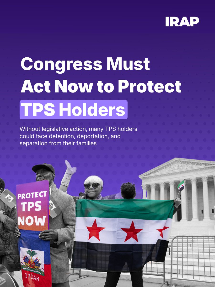 IRAP's tweet photo. Many Syrian and Haitian #TPS holders have lived in the U.S. for more than a decade. Now they face losing work authorization and potential detention and deportation to danger.

Congress must pass the Dream and Promise Act and the TPS Review Act.

Read more: https://t.co/zFYdSRBwgX https://t.co/80X1iPi9gP