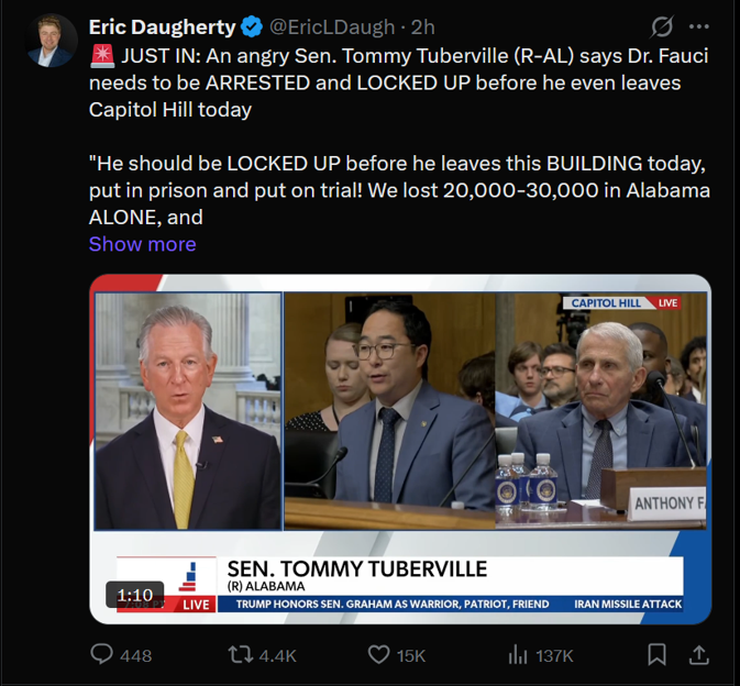 herrsettembrini's tweet photo. @damintoell Republicans can't have it both ways. They can't claim Fauci has "no basis" for asserting his 5th Amendment rights while at the same time vowing to use every option available to arrest and imprison him. https://t.co/Z4ngHYkr7Q