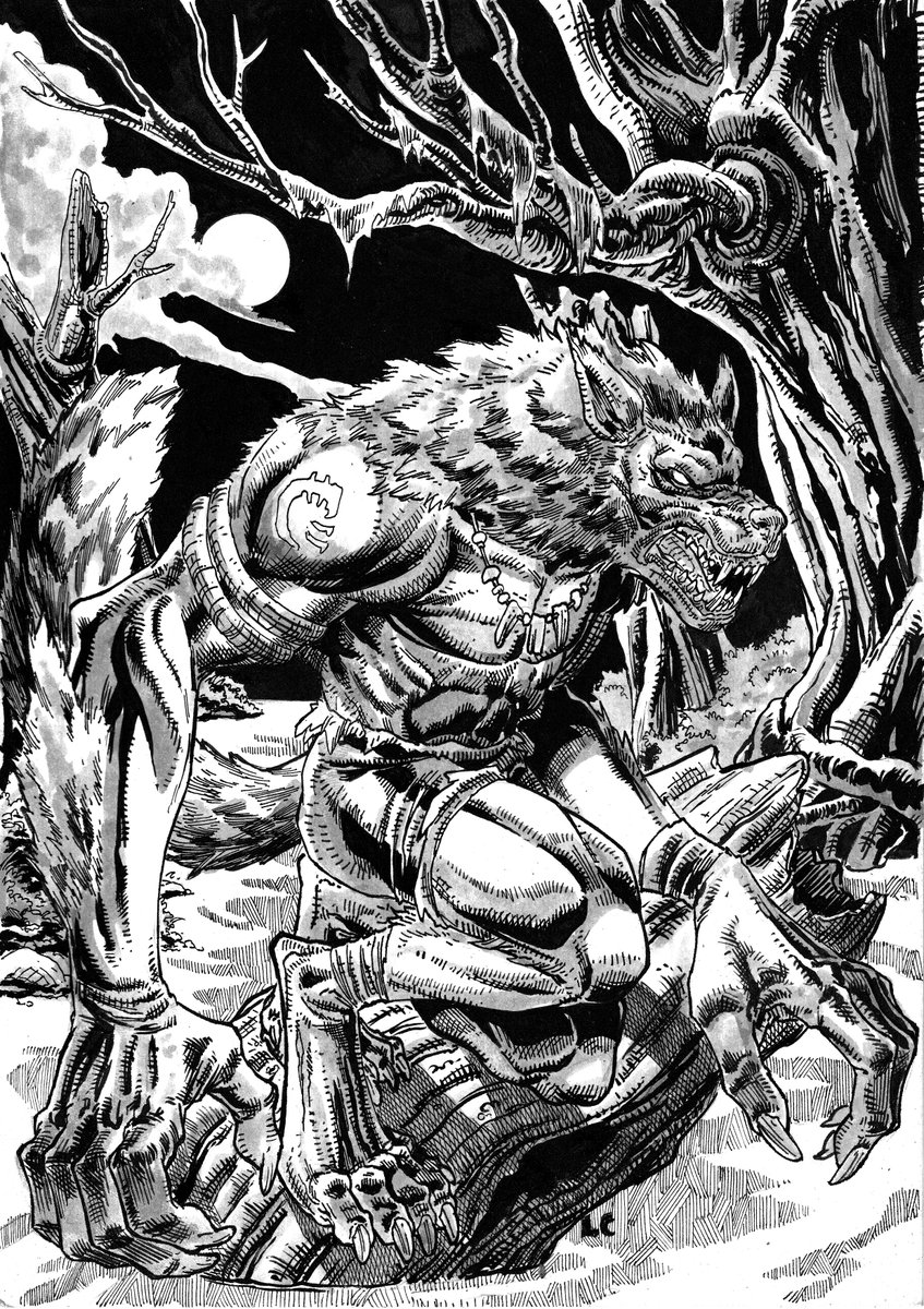 LCFreitas_Art's tweet photo. There's always that overwhelming doubt: have I already posted this and am I repeating myself? It always happens when I made a piece of art a long time ago.
Werewolf from the savage tribe; artwork for Eldritch Westlands, traditional art on Chambril paper.
#ttrpg #traditionalart https://t.co/cpaSzoL5Me