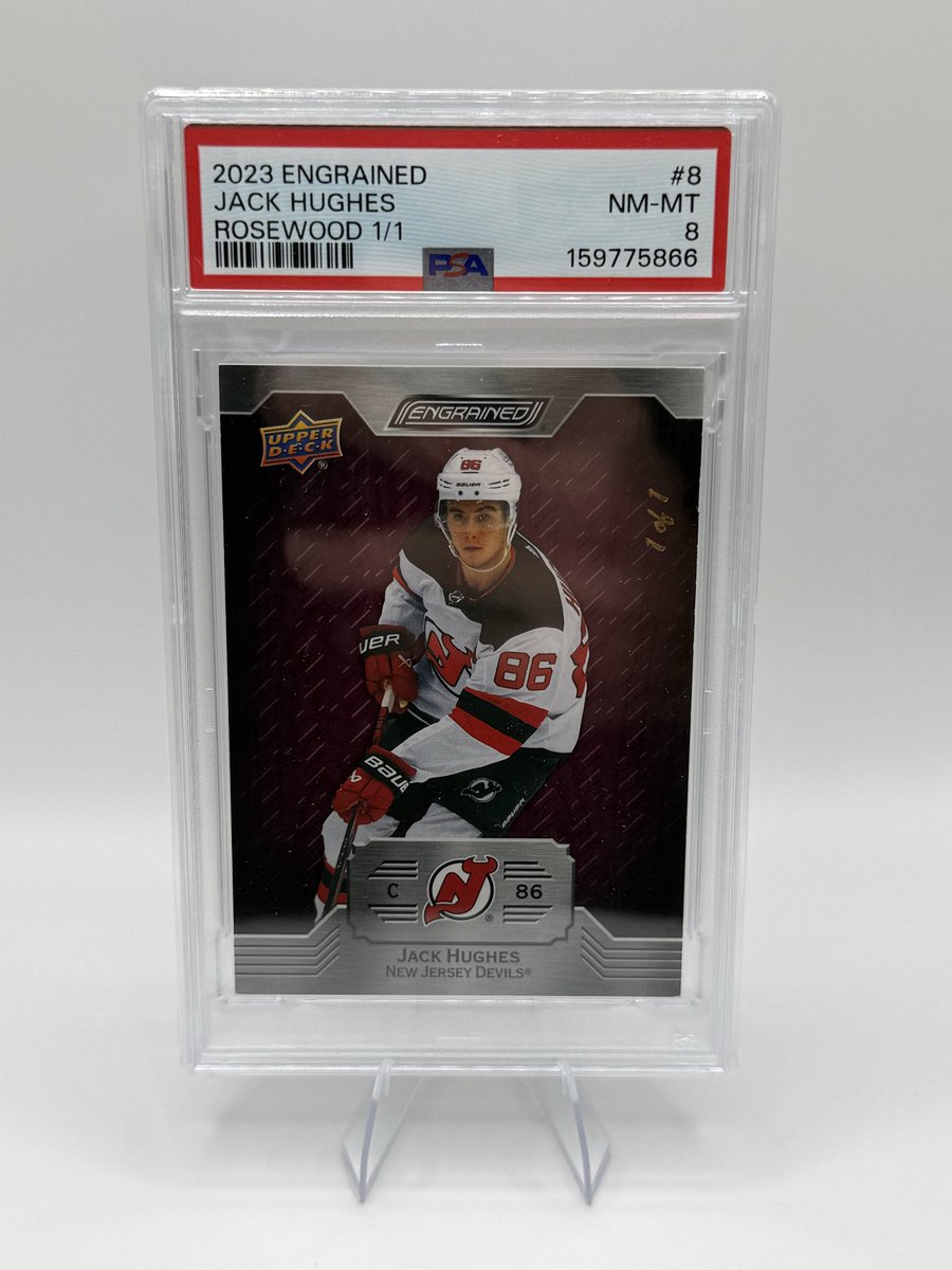 n8dagrape's tweet photo. @CardPurchaser My first ever 1/1 purchase on a Jack Hughes PSA 8, Think I got a steal for $200, but I could be wrong, What do you think? https://t.co/Zsz3pTat93