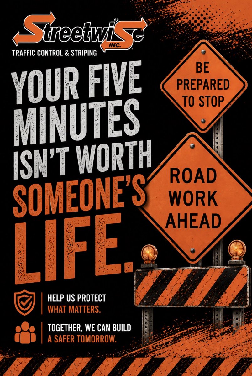 StreetwiseInc's tweet photo. Five minutes of patience can save a life. Let’s prioritize safety on the road 🚧

https://t.co/8P4uiOUKej

#streetwiseinc #RoadSafety #roadsafetyawareness #stopsign #RoadWork https://t.co/hwGEC6cqPn