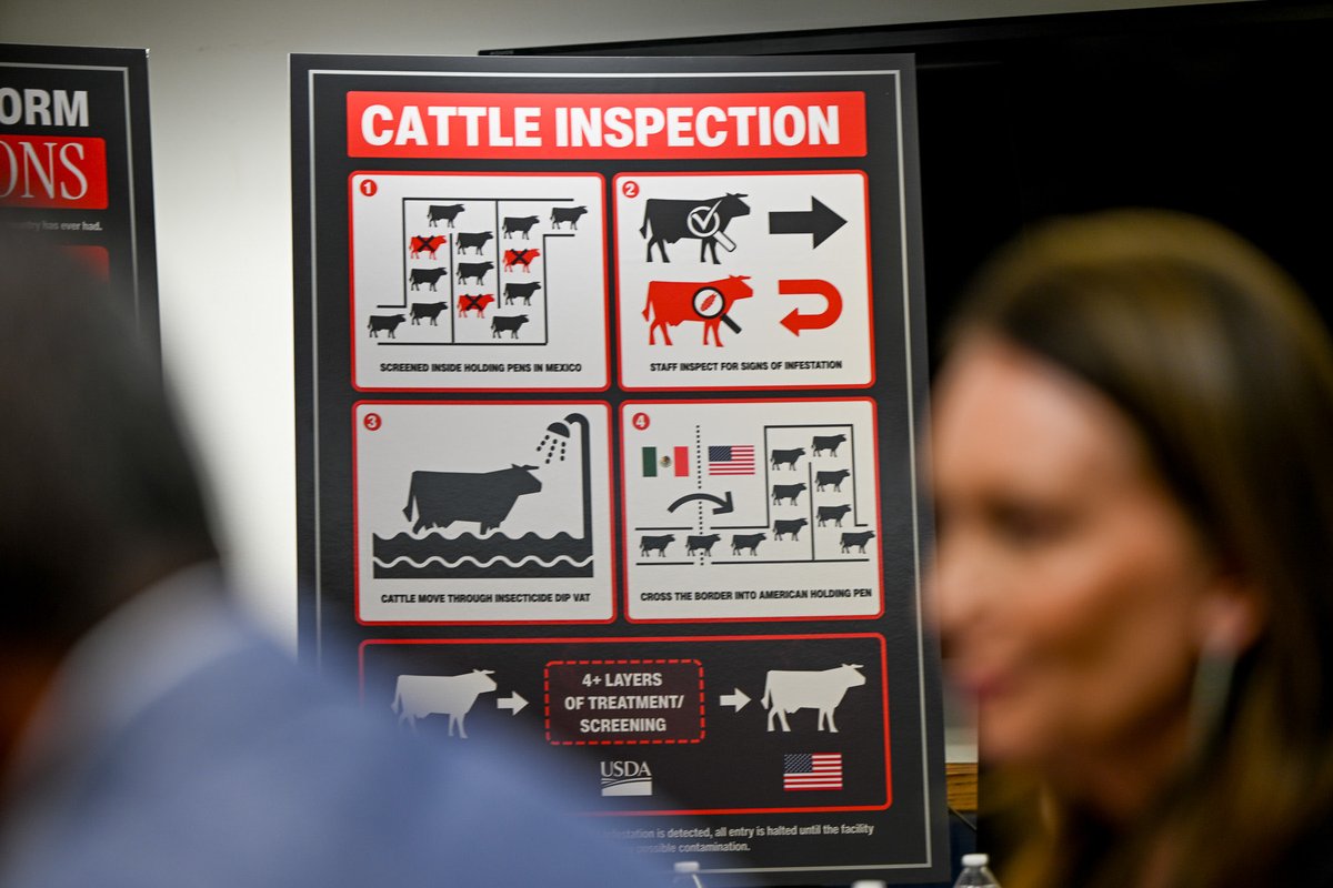 Screwworm_RR's tweet photo. LIVE from the Douglas Port of Entry:  
  
@SecRollins, @RepCiscomani, and @RepAndyBiggsAZ are meeting with Arizona ranchers and state and local leaders ahead of @USDA’s safe, strategic reopening of the port to livestock trade on August 24. https://t.co/kBNlvPny8T