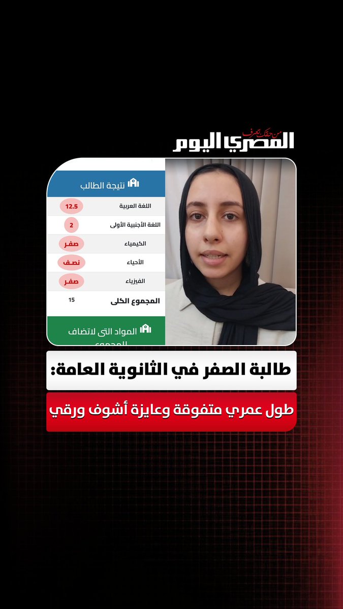 حصلت على مجموع 4 %.. طالبة الصفر في الثانوية العامة: "طول عمري متفوقة.. مش فاهمة في إيه؟! عايزة أشوف ورقي وأعرف اتعلم ولا ما اتعلمش ولا اتبدل ؟!". تصوير: هند فاروق 