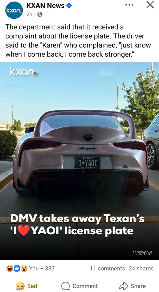 acenter102's tweet photo. The local news is reporting on a yaoi license plate I'm gonna lose it https://t.co/PWMYWhrI6p