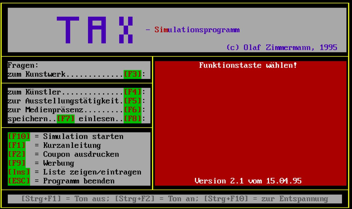 olaf_zimmermann's tweet photo. Was kann KI? 

Mit Hilfe von #ChatGPT habe ich meinen mehr als 30 Jahre alten  „TaxSim - #Kunstverkaufspreissimulator“ zur Benutzung für heutige Webbrowser in weniger als einer Stunde portiert. Was denkt ihr?

https://t.co/k7TC6ISzCA https://t.co/pjXw0HnMbH
