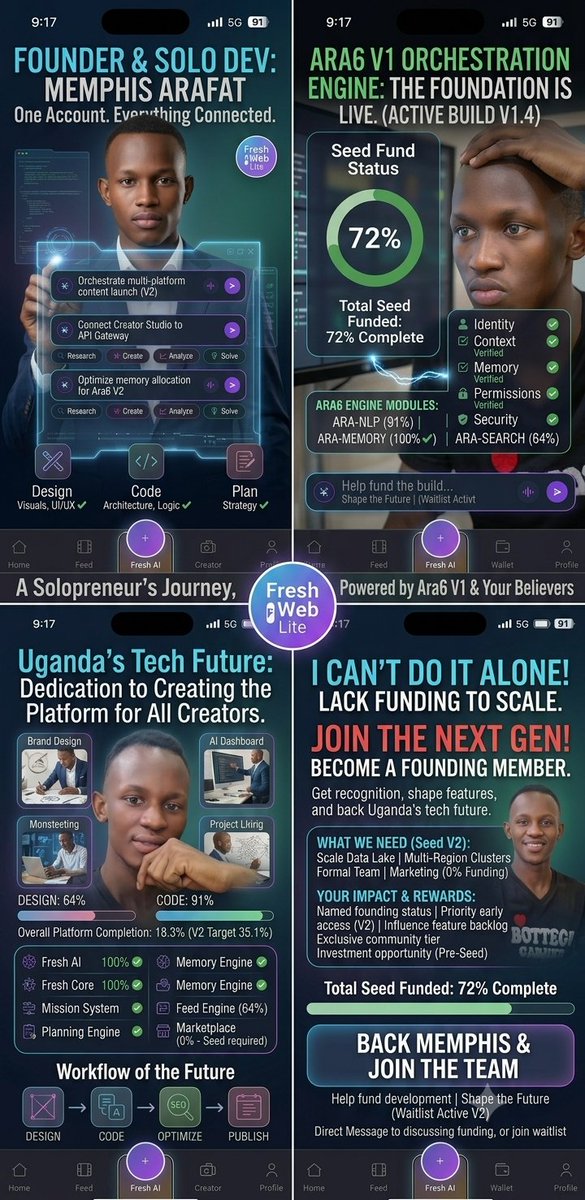 memphisarafat's tweet photo. 🚀 BUILD IN PUBLIC: Here is an exclusive first look at Fresh Web Lite in active development! 🌐⚡

One account. Everything connected. I’m integrating AI, creator tools, feeds, and wallets into one ecosystem. 🧵 👇 https://t.co/N1OmyweO1h