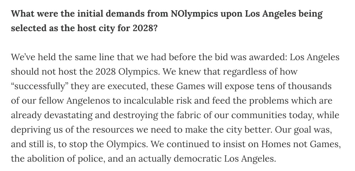 tasbeeeeeeh's tweet photo. in today's newsletter Erik Abriss of @ageneralinquiry interviews one of the organizers behind @NOlympicsLA !!! https://t.co/rlPiGc6Rnj