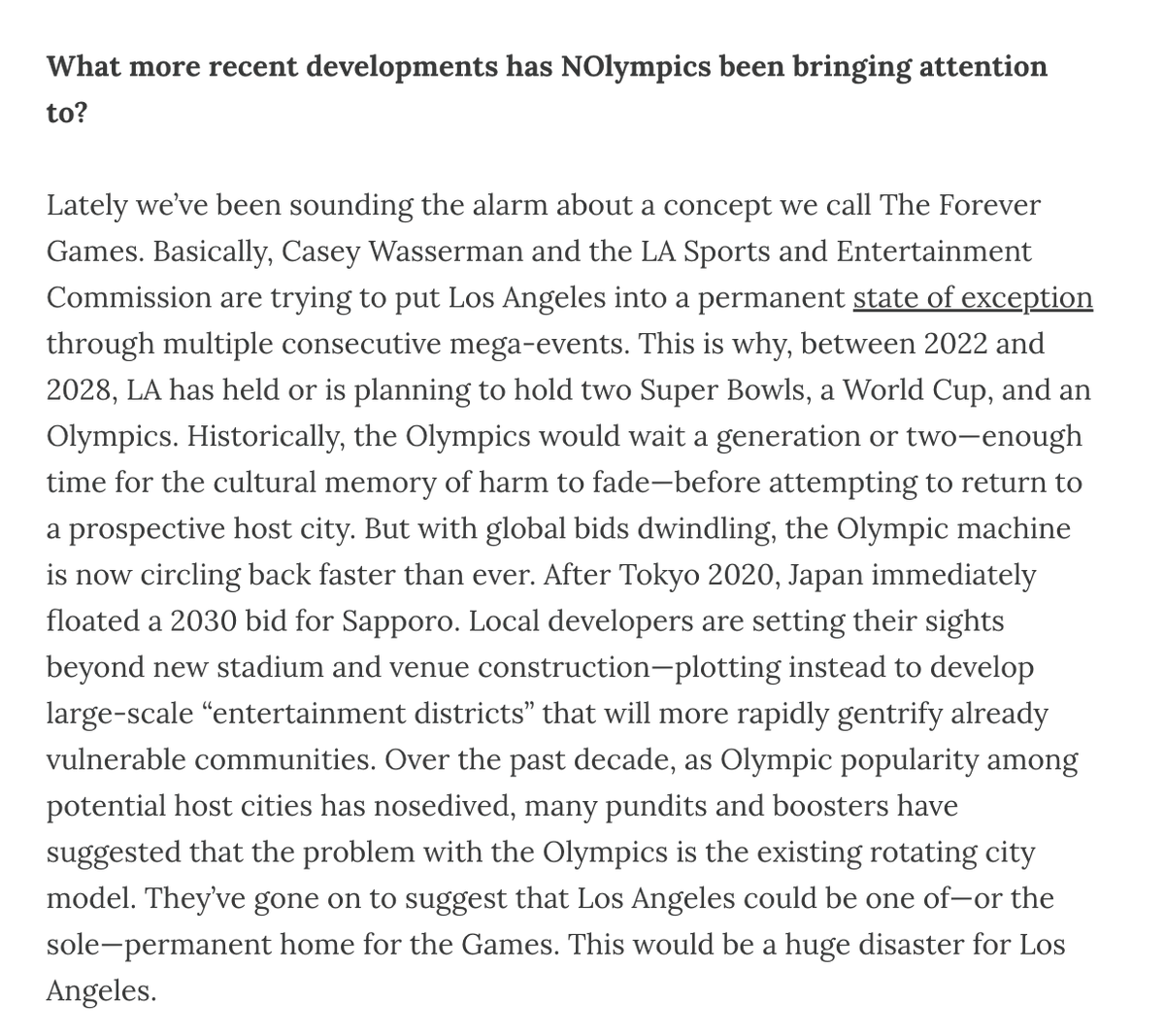 tasbeeeeeeh's tweet photo. in today's newsletter Erik Abriss of @ageneralinquiry interviews one of the organizers behind @NOlympicsLA !!! https://t.co/rlPiGc6Rnj