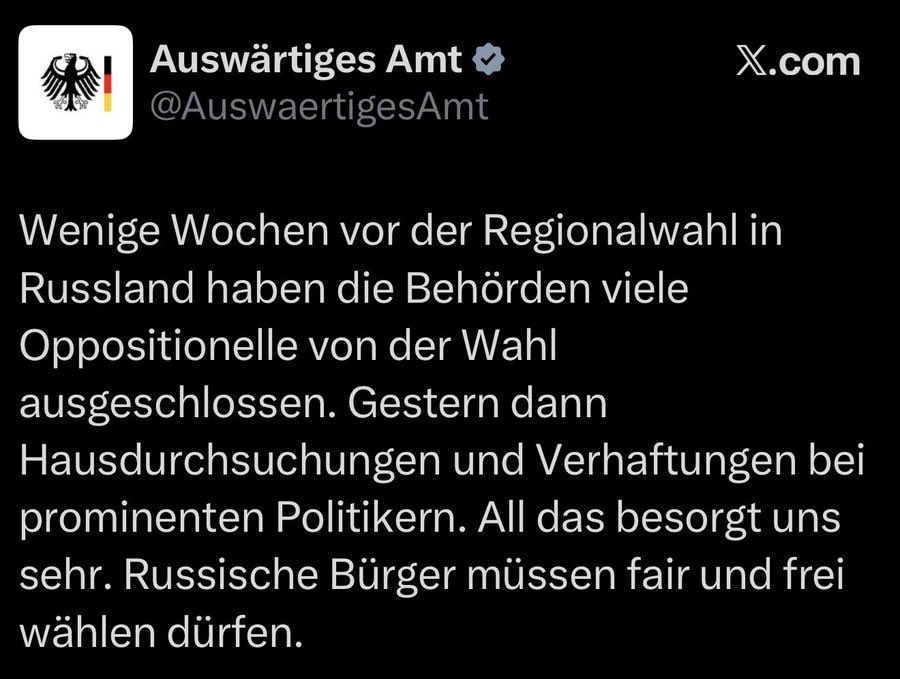 AfDProtschka's tweet photo. Liebes @AuswaertigesAmt, dieser Post stammt aus der Amtszeit von Herrn Maas. Ich weiß dass sie nicht für Inneres zuständig sind, aber finden sie es nicht makaber was gerade in Niedersachsen durch Frau Behrens, ebenfalls SPD mit der Opposition passiert? Dort werden kurz vor Kommunalwahlen einfach Oppositionelle nicht zur Wahl zugelassen. 
Ich bitte um eine Antwort.