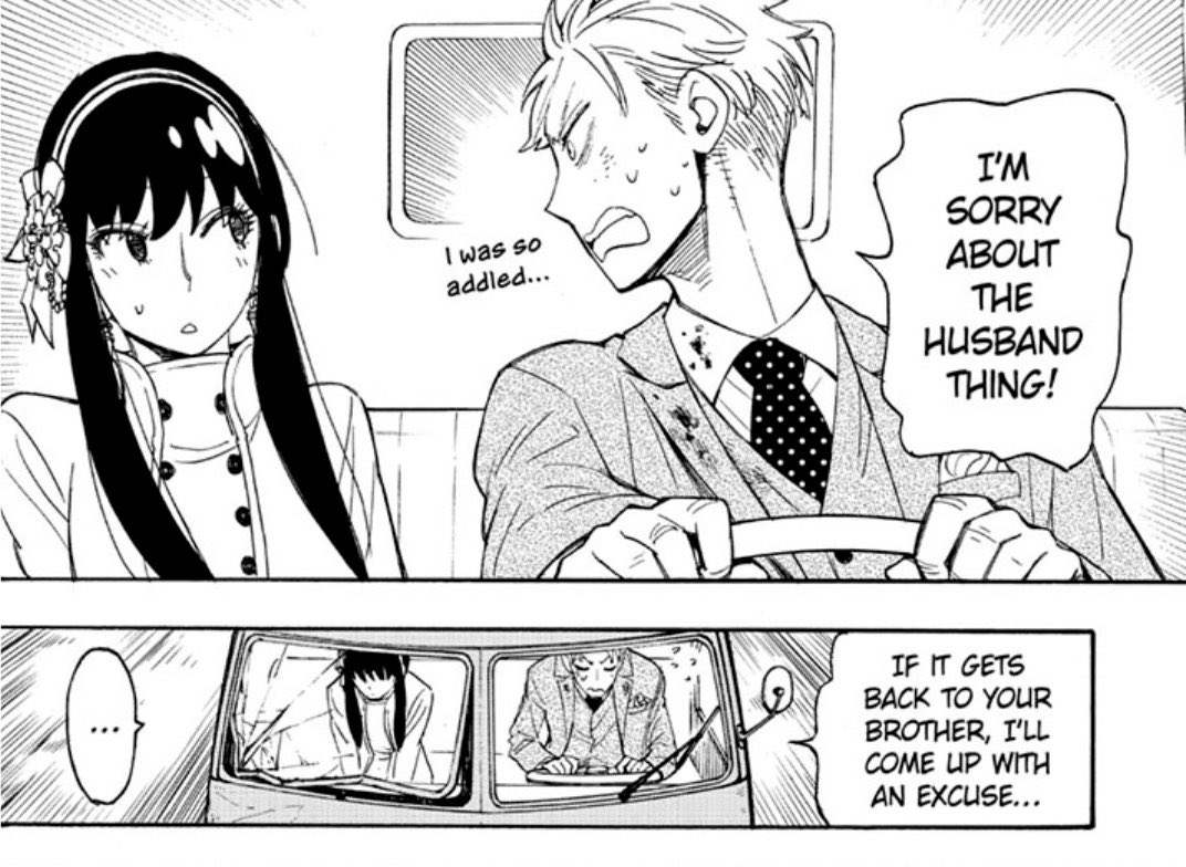 twwiyorr's tweet photo. i find it kinda cute that loid was so apologetic to yor for accidentally saying he was her husband (lol), he really didn’t want to cause any further issues for her :( <3 #SPY_FAMILY #sxf https://t.co/B0KPg72MkQ