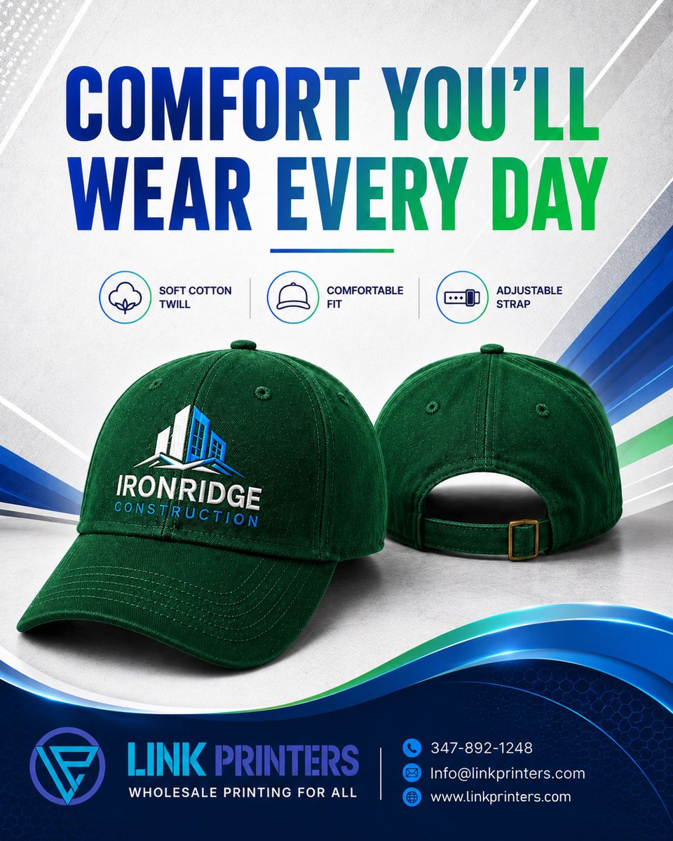 link_printers's tweet photo. Comfort meets branding in every stitch!

Visit: https://t.co/jwuBhIxzwj

#CustomCaps #EmbroideredCaps #BrandedApparel #BusinessBranding #PromotionalProducts #TeamUniforms #Workwear #SmallBusiness #CustomPrinting #LinkPrinters https://t.co/5XVtGO7s2a