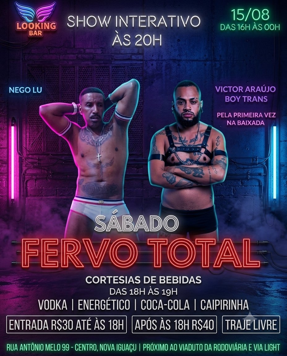 LookingBars2's tweet photo. SÁBADO FERVO TOTAL 
DIA 15/08 SHOW XXX 
@NegoLuBoyRj 
@victor_trans https://t.co/ETkPJZ0ttj