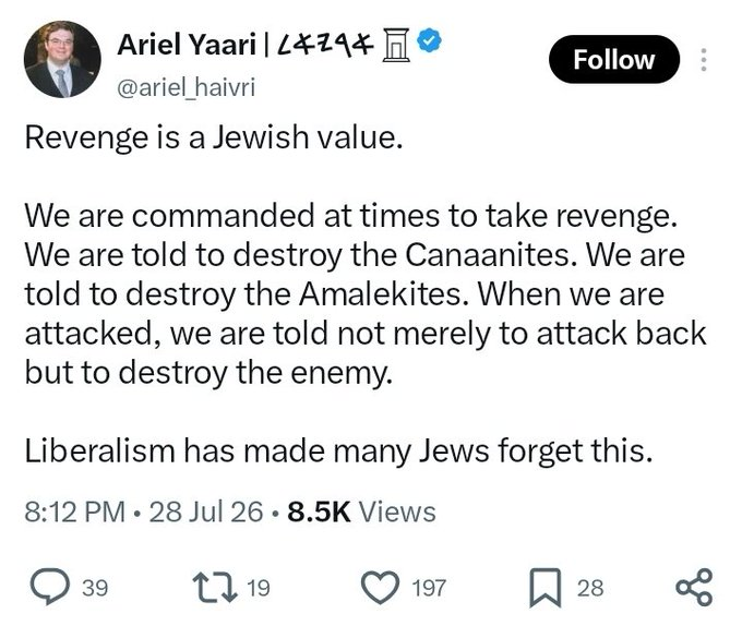 academic_la's tweet photo. The sad part is that this is true. Zionism builds on this tradition. There is an extremist and bloodthirsty element to traditional Judaism. We need to continue to reform our religion and denounce the violent parts of our tradition to help create a modern, pluralistic and beautiful new Judaism.