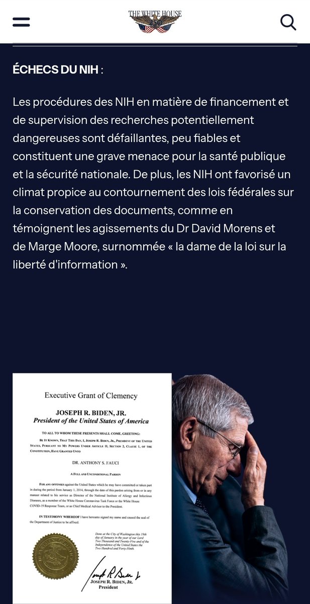 MagLiber3's tweet photo. #covidgate #Fauci 🔥🔥
Sur le site de la Maison Blanche 
Tout est posé. 
Pas un mot dans nos merdias !
Ils vont croquer les traîtres ! 

↕️
La publication « L’origine immédiate du SARS-CoV-2 » — utilisée à maintes reprises par les responsables de la santé publique et les médias pour discréditer la théorie de la fuite de laboratoire — a été commandée par le Dr Fauci pour promouvoir le récit privilégié selon lequel la COVID-19 aurait une origine naturelle.😠

Lien
https://t.co/RvkXhA7Yiy