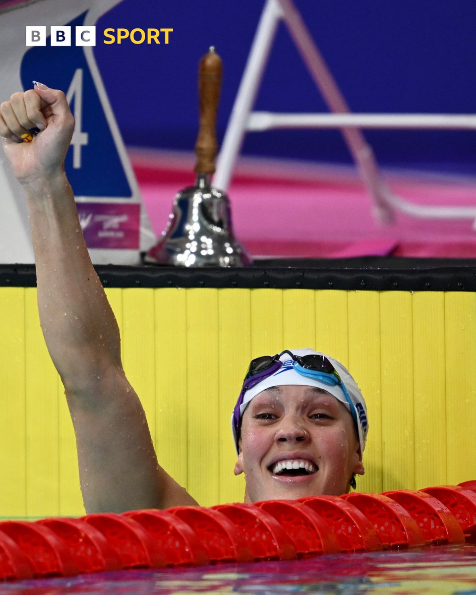 BBCSportScot's tweet photo. It's gold for Team Scotland's Angharad Evans in the women’s 200m breaststroke 🥇

That's a second victory of the Commonwealth Games for the 23-year-old! 👏 https://t.co/1w6jFU70zJ