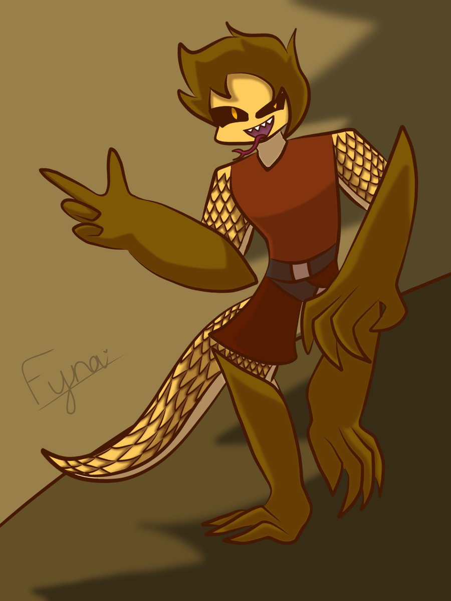 Fyna_MarbleFox's tweet photo. "Behold...THE STRONGEST GUY YOU'LL REGRET MESSING WITH!!"

Meet my oc, Furq. 

I also inserted some random doodles of him (he's now taken by Mikayla)

**his scales are killing me**

#drawing #digitalart #ocart #originalcharacter #ibispaint https://t.co/6SJJ5PdfO5