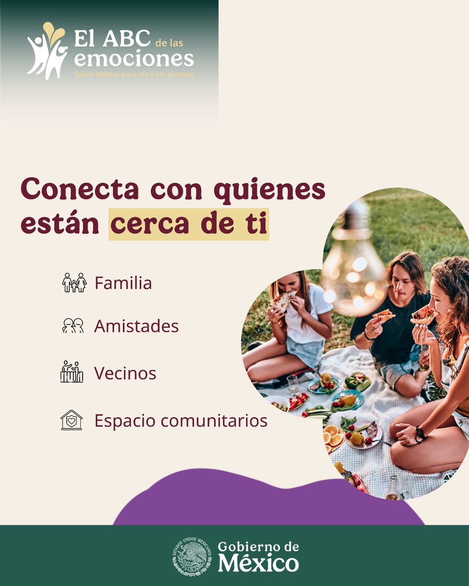 conasamamx's tweet photo. En vacaciones la distancia también se siente. Cambian las rutinas 🔄, vemos menos a nuestras amistades 👥 y podemos sentirnos más desconectados 🔌.

Conecta 🤝, comparte 🗣️ y cuida tus relaciones 🌱. Tu bienestar emocional también se construye con los demás 🧩💛.

¡Juntos estamos mejor! 

#ElABCDeLasEmociones #SaludMental #CONASAMA