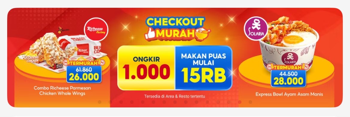 FangirlingPromo's tweet photo. Voucher Diskon

Shopeefood cek out murah ongkir Rp 1.000 + makan puas mulai dari 15RB!

Combo richeese pamersan chicken whole wings 26.000!
👉🏻cek out disini: https://t.co/6MdQ8oNl3q

Solaria express bowl ayam asam manis 28.000!
👉🏻cek out disini: https://t.co/lOa3ezcHLL https://t.co/JRzYYp7vzk