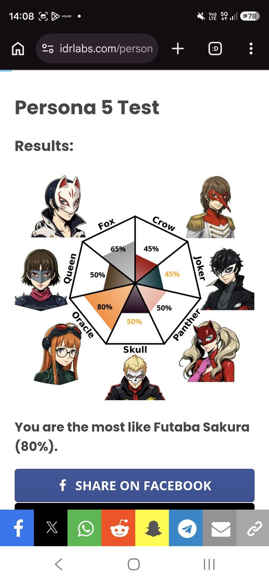 Claudie_Wolfie's tweet photo. Today I took personality tests with persona and danganronpa characters. I expected that I will be most likely Futaba. I'm fucked up almost as nagito and toko
#personalitytest #persona4  #persona3 #persona5 #danganronpa #persona4revival #persona_4_revival #anime #animegame https://t.co/jaRX1aQ3nn