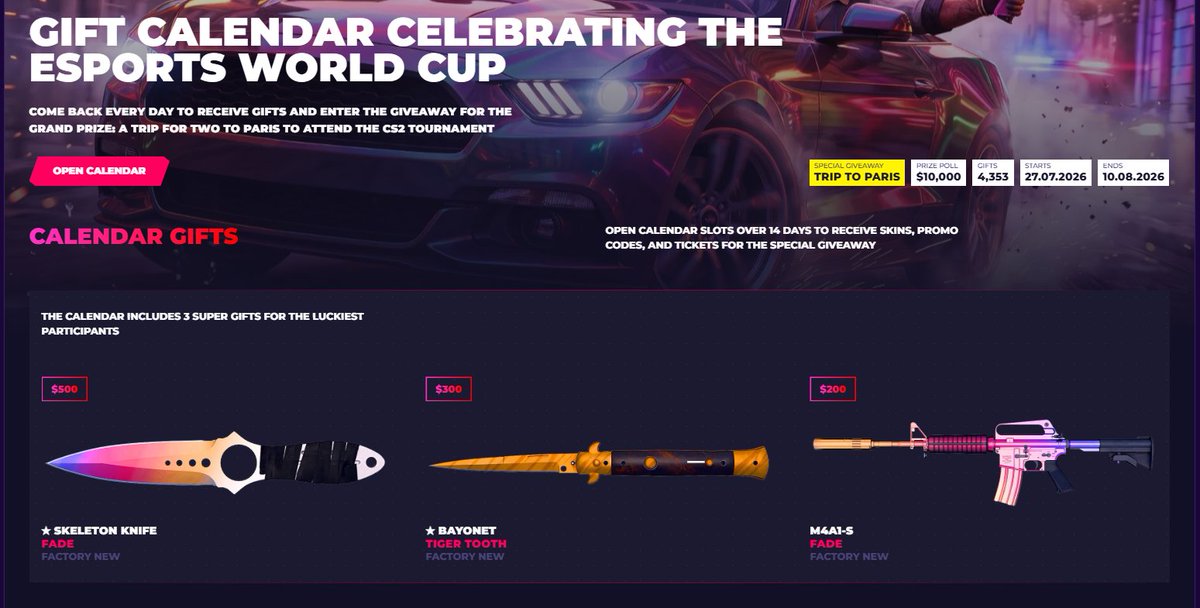 xetroygg's tweet photo. ▶️Can you imagine a FREE trip to Paris??? 
 Or a free Skeleton FADE??

✅Thanks to @skinclubmedia  bringing this calendar where you log in every day, open your surprise box to see your gift, and also accumulate tickets for the SPECIAL GIVEAWAY. Hurry, it ends on August 10.
Calendar: https://t.co/ySXaxXCmQf

Also a free promocode :https://t.co/lwpDSXvSNK