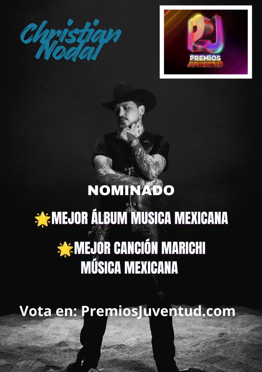 BabyNyA24's tweet photo. Recuerda los pasos para votar por Christian Nodal, en Premios Juventud 2026. 
Nominado en dos categorías🫶🌟

https://t.co/v7viu2qGuG…
#ChristianNodal #PremiosJuventud #Quienmascomoyo #Unvals #Vota https://t.co/yrEeIywcy6