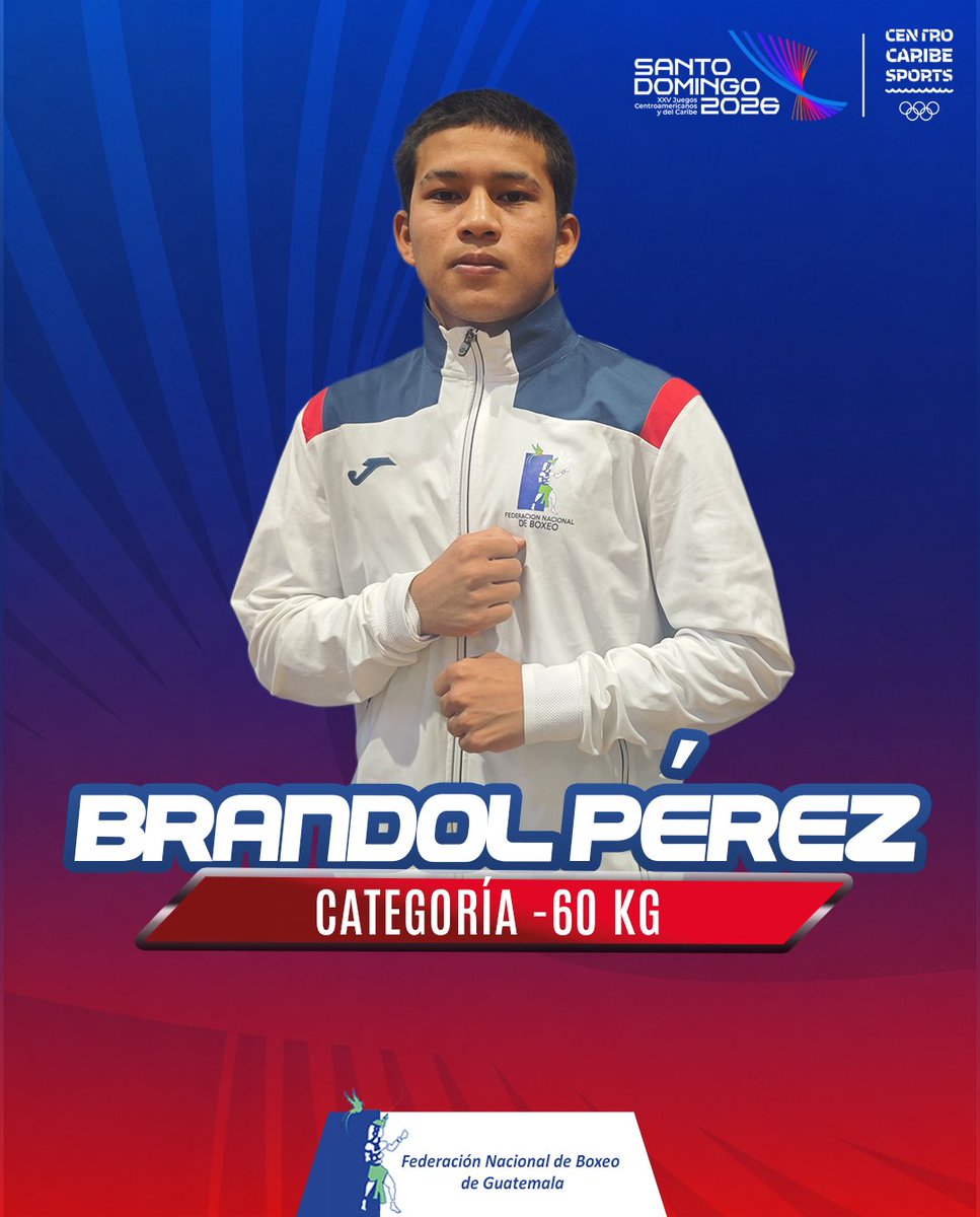 fedeboxgt's tweet photo. 🥊 Brandol Pérez esta listo para conquistar el ring 🥊

Brandol representará a Guatemala en los Juegos Centroamericanos y del Caribe Santo Domingo 2026, donde competirá en la categoría de 60 kg.

Cada round será una oportunidad para demostrar el esfuerzo, la dedicación y el compromiso que lo han llevado hasta esta importante cita deportiva.

¡Mucho éxito, Brandol!