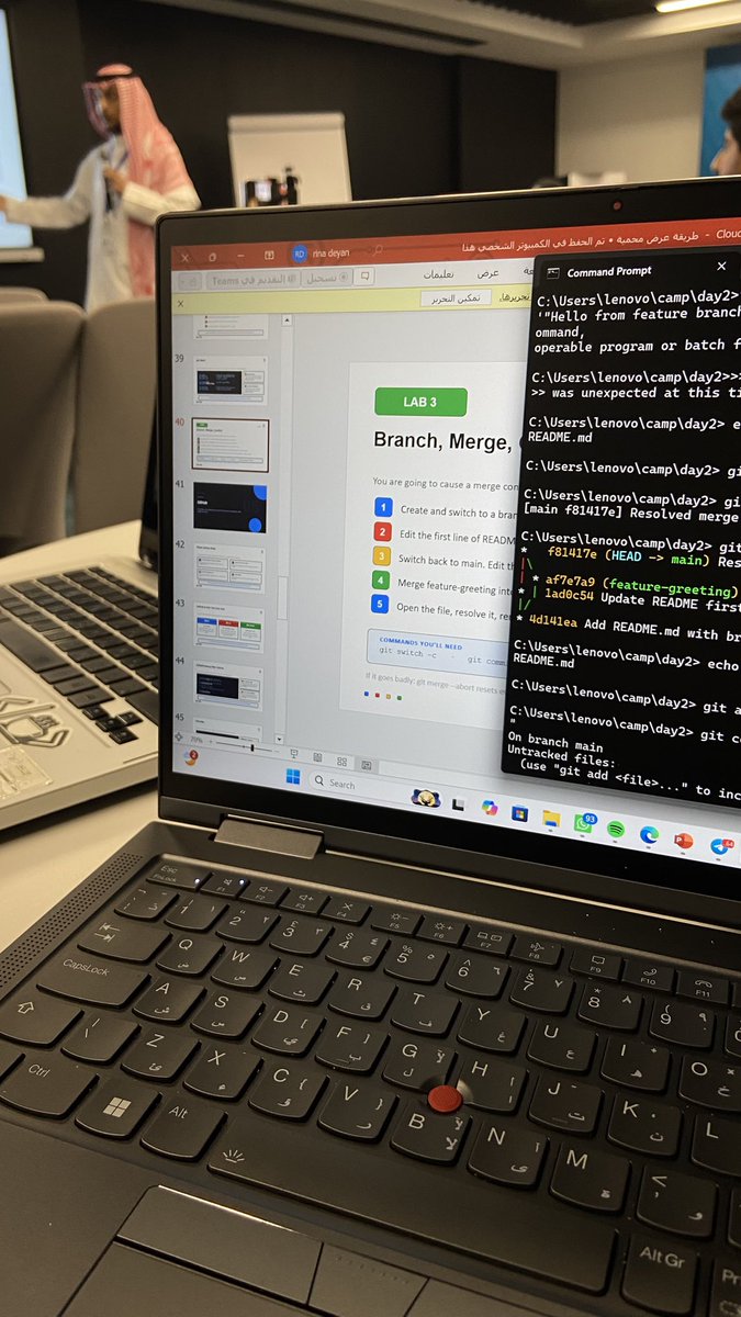 technajma's tweet photo. Day 2 
بدينا اليوم بتعريف عن مراكز دعم المنشآت which lowkey inspired me to start my project :3 
Then we we got to learn about networking  
ونهايه اليوم ممتعه كانت عن git &amp; GitHub

لوكي عقلي انحرق من التطبيق عليهم بس felt good after it finally worked 😸
#GDG_Bootcamp https://t.co/5Tl7OWEbvV