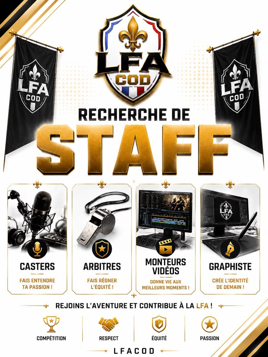 LFAcallofduty's tweet photo. La LFA recherche du Staff, Contactez nous !
#cdl #callofduty #france #staff https://t.co/o4hfkFG2R6