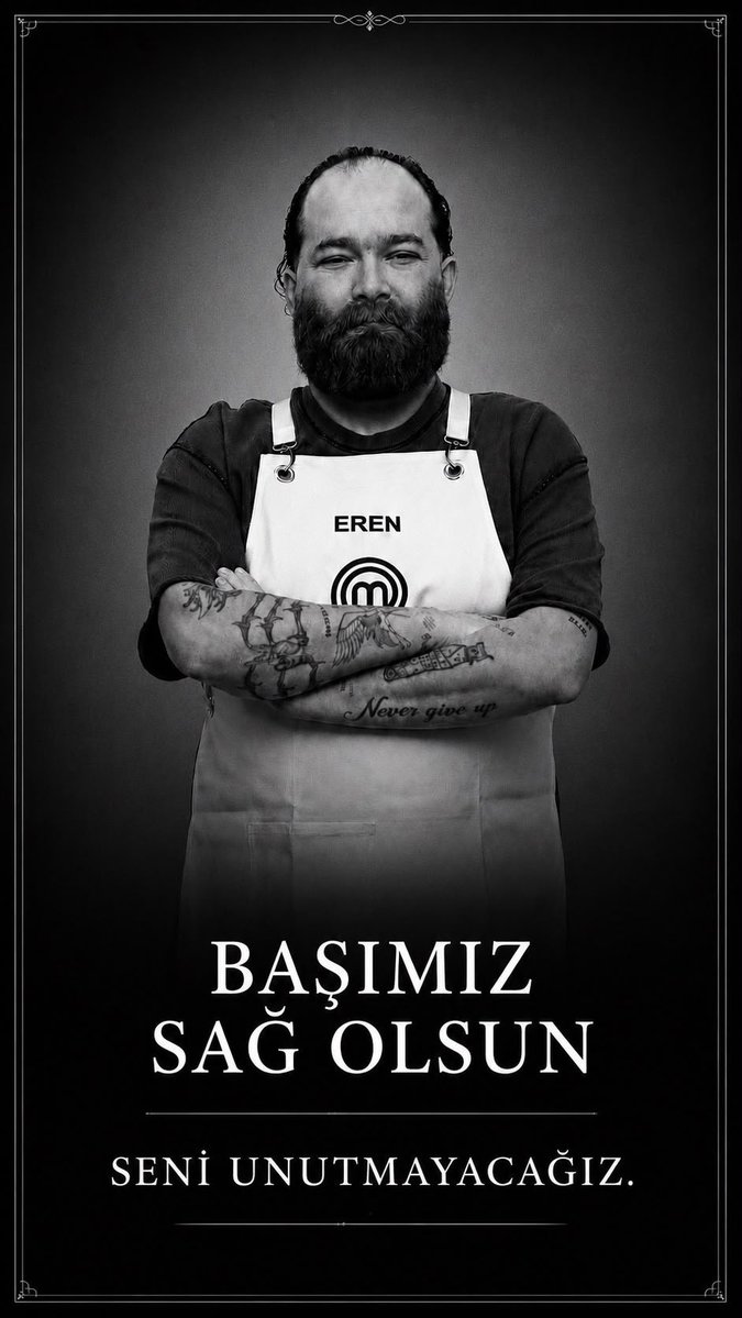 TvMasterchef's tweet photo. Eren Kaşıkçı’nın vefatının derin üzüntüsünü yaşıyoruz. Kendisine Allah’tan rahmet, ailesine ve tüm sevenlerine başsağlığı diliyoruz. Mekanı cennet olsun. https://t.co/ylnEl8EFih