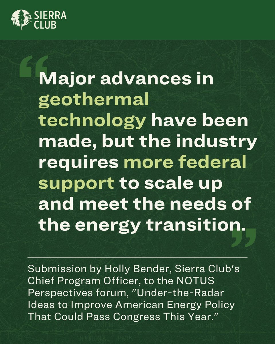 SierraClub's tweet photo. Read Holly Bender's full submission about investment in geothermal energy, as well as the submissions from other panelists at the 
🔗 https://t.co/NagbaQ6zc7
 
@NOTUSPerspect https://t.co/mjp4W6q6DM